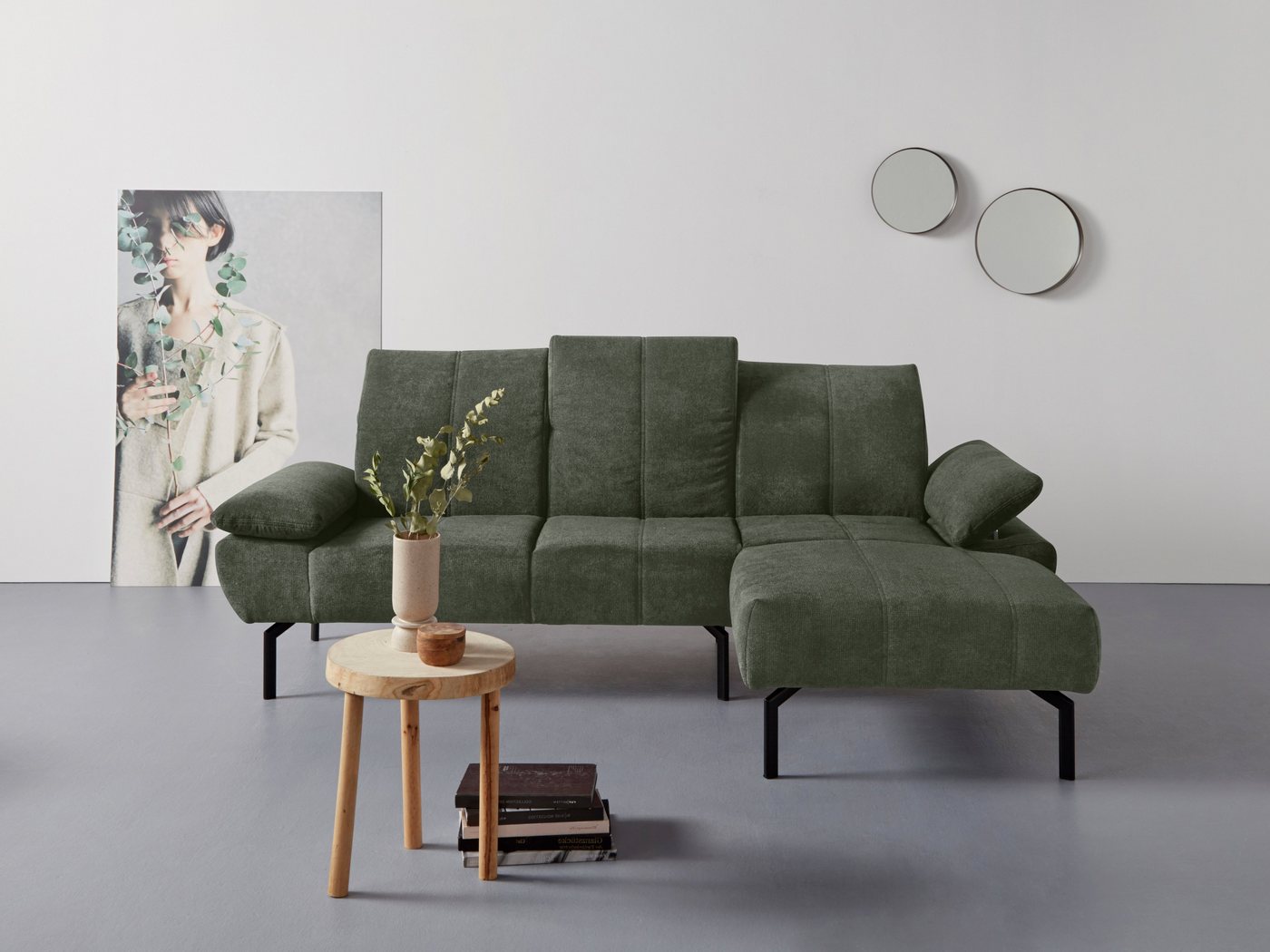 Places of Style Ecksofa Ryedal L-Form, wahlweise mit oder ohne Sockel in Wildeiche-Optik von Places of Style