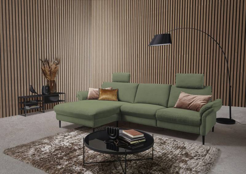Places of Style Ecksofa Sarsina: mit Tonnentaschen-Federkern, perfekt zum Entspannen L-Form, inklusive 1 motorischen Relaxfunktion mit Herz-Waage-Beschlag von Places of Style