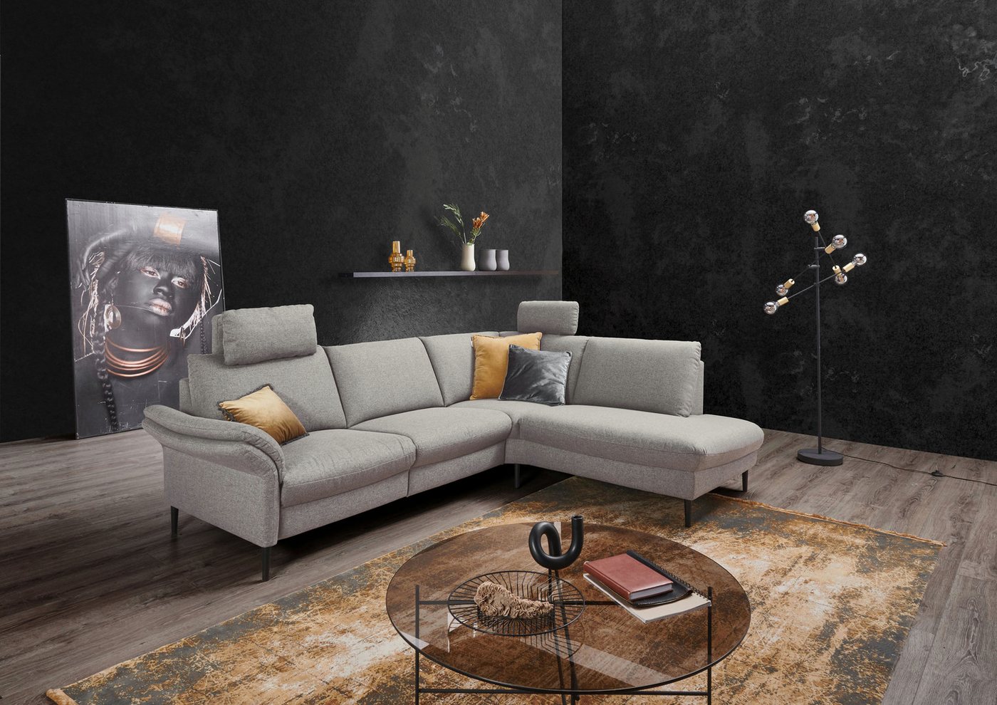 Places of Style Ecksofa Sarsina: mit Tonnentaschen-Federkern, perfekt zum Entspannen L-Form, inklusive 2 motorischen Relaxfunktionen mit Herz-Waage-Beschlag von Places of Style