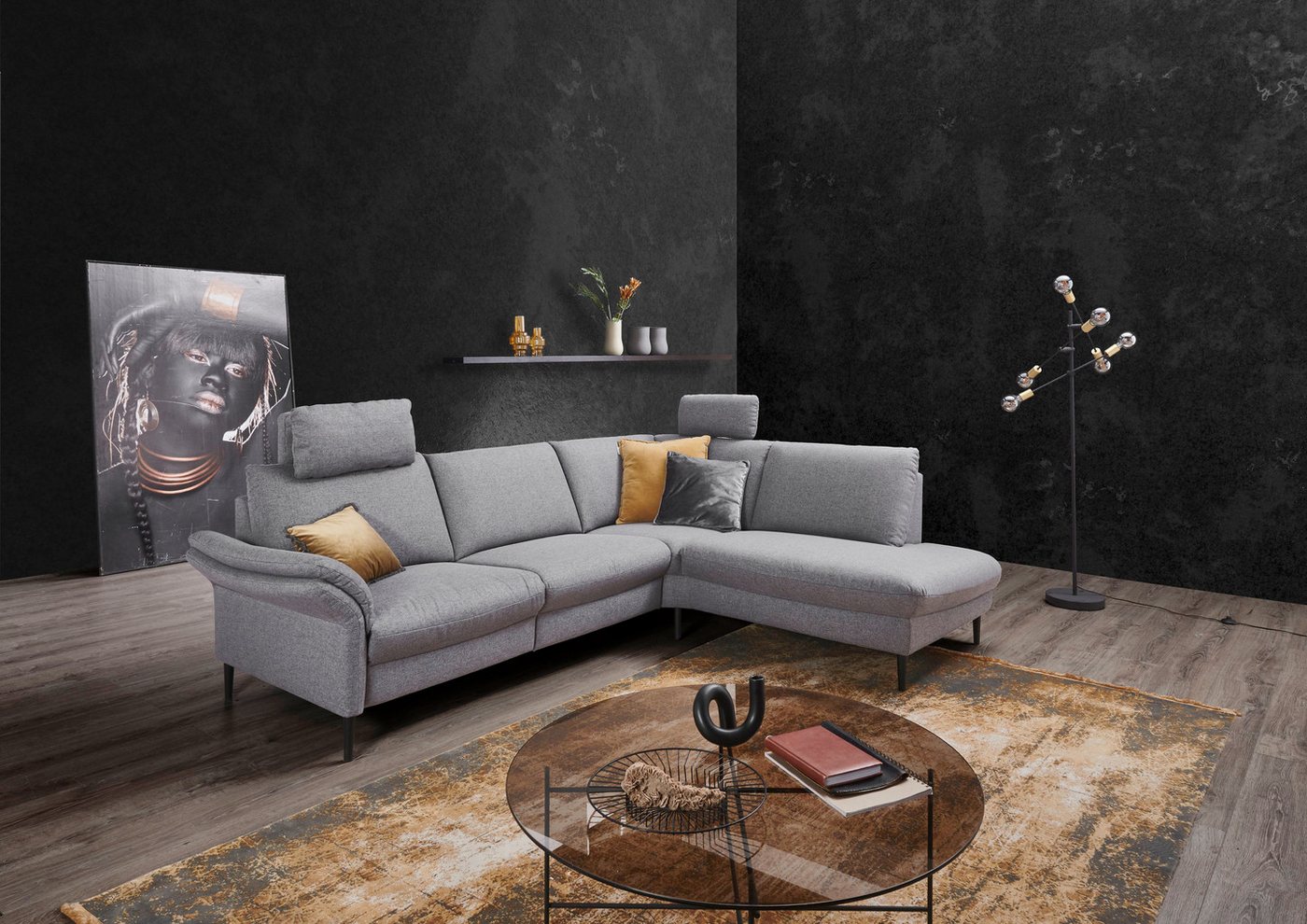 Places of Style Ecksofa Sarsina: mit Tonnentaschen-Federkern, perfekt zum Entspannen L-Form, inklusive 2 motorischen Relaxfunktionen mit Herz-Waage-Beschlag von Places of Style