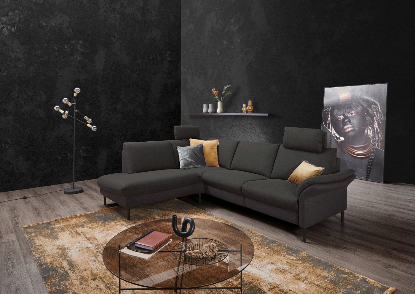 Places of Style Ecksofa Sarsina: mit Tonnentaschen-Federkern, perfekt zum Entspannen L-Form, inklusive 2 motorischen Relaxfunktionen mit Herz-Waage-Beschlag von Places of Style