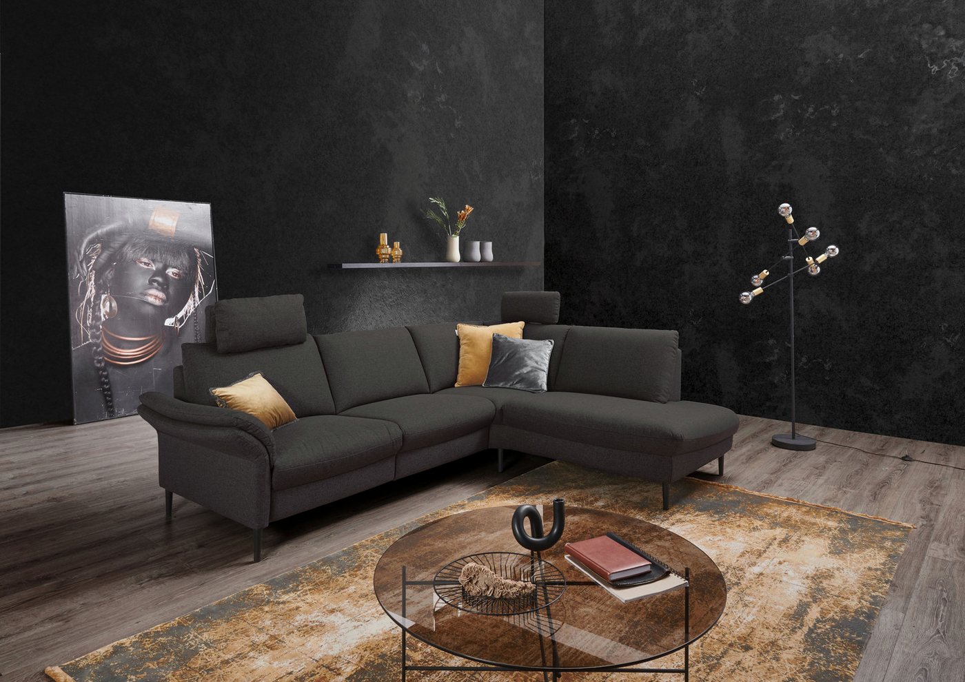 Places of Style Ecksofa Sarsina: mit Tonnentaschen-Federkern, perfekt zum Entspannen L-Form, inklusive 2 motorischen Relaxfunktionen mit Herz-Waage-Beschlag von Places of Style