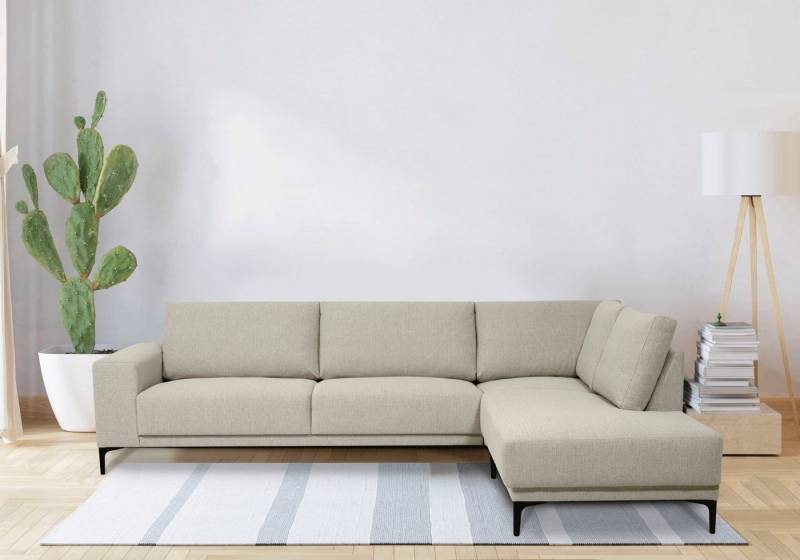 Places of Style Ecksofa Xander, L-Form, Breite 289 cm, Webstoff, Soft-Touch Chenille, schwarze Metallfüße von Places of Style