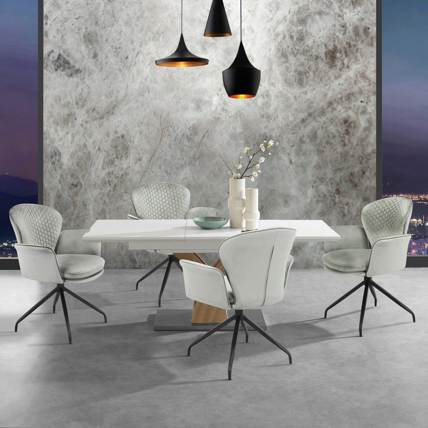 Places of Style Esszimmerstuhl Leonidas (2 St), Sitz und Rücken gepolstert, Sitzfläche in Velourstoff, Sitzhöhe 47 cm von Places of Style