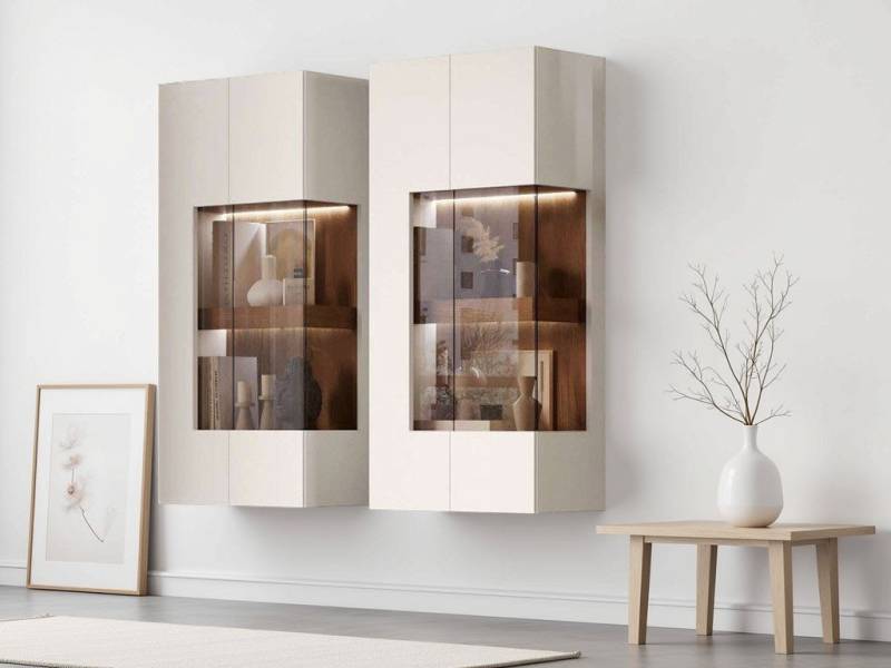 Places of Style Hängevitrine Sky45 (H/B/T): 125/62/30cm) Mit Beleuchtung, lackiert mit wasserbasiertem UV-Lack von Places of Style