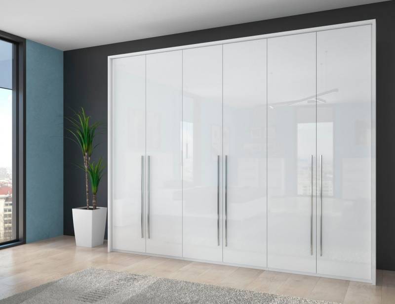 Places of Style Kleiderschrank Piano, inklusive Rahmen und Beleuchtung, soft-close-Funktion (viele Breiten zur Auswahl, 226cm hoch) beige oder weiß, UV lackiert, Hochglanzfronten, FSC-zertifiziert von Places of Style