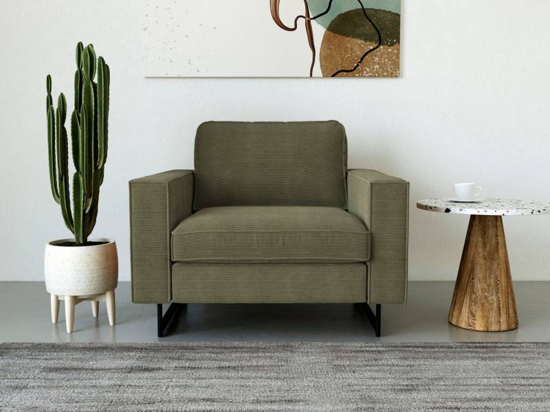Places of Style Loveseat Pinto 105 cm, Cord, Chenille, Lederoptik, mit Keder, Metallfüßen und auch in Cord Bezug erhältlich von Places of Style