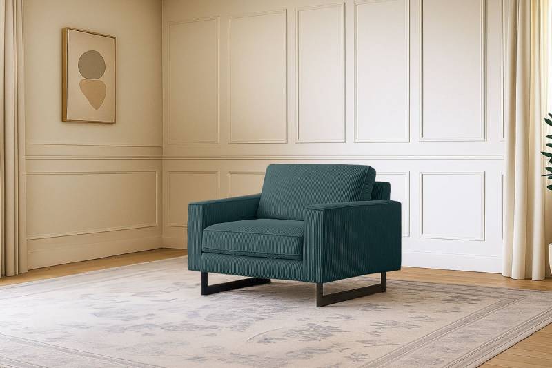 Places of Style Loveseat Pinto 105 cm, Cord, Chenille, Lederoptik, mit Keder, Metallfüßen und auch in Cord Bezug erhältlich von Places of Style