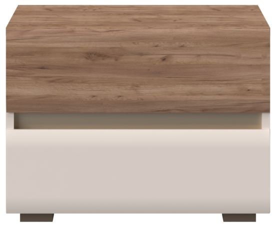 Places of Style Nachtkommode Invictus, UV lackiert (matt), mit Soft-Close-Funktion, grifflos (Trendfarbe cashmere kombiniert mit Eicheoptik), 2 Schubladen, 60/45/45cm (B/T/H), FSC-zertifiziert von Places of Style