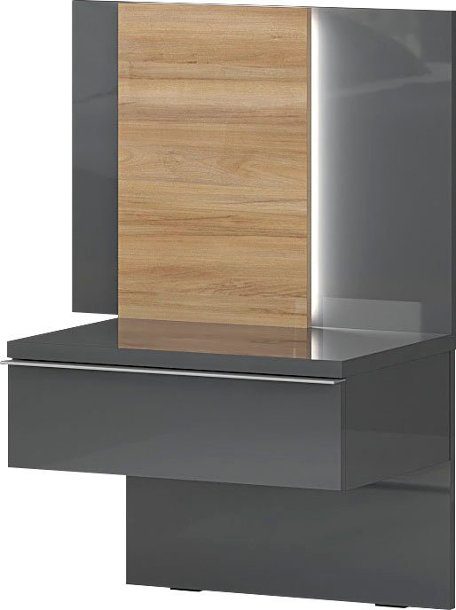 Places of Style Nachtkonsole Onyx, Nachttisch mit 1 Schublade, hochwertige UV Lackierung Hochglanz (Inklusive LED Beleuchtung), mit Soft-Close-Funktion, Maße (B/T/H) 56/41/92cm von Places of Style