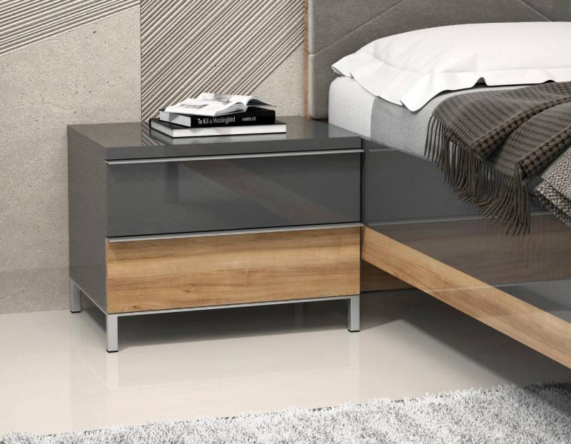 Places of Style Nachtkonsole Onyx, Nachttisch mit 2 oder 3 Schubladen, UV Lackierung Hochglanz, mit Soft-Close-Funktion, Maße (B/T/H) 56/41/43 oder 59cm von Places of Style