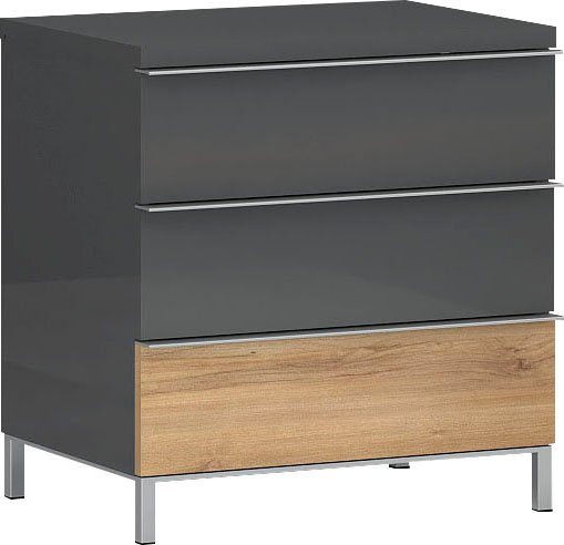 Places of Style Nachtkonsole Onyx, Nachttisch mit 2 oder 3 Schubladen, UV Lackierung Hochglanz, mit Soft-Close-Funktion, Maße (B/T/H) 56/41/43 oder 59cm von Places of Style