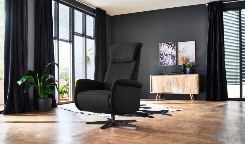 Places of Style Relaxsessel Cartore Fuß schwarz, manuelle oder motorische Verstellung mit Akku, drehbar, hochwertiger Kaltschaum, Drehsessel von Places of Style