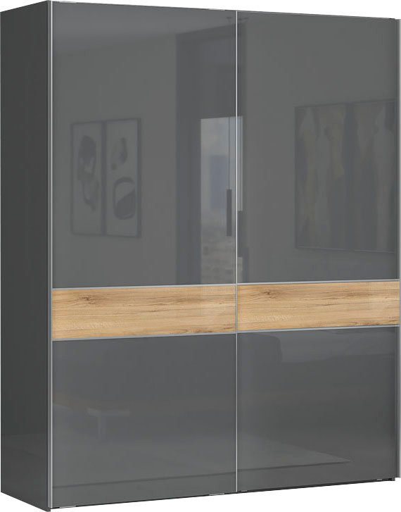 Places of Style Kleiderschrank Onyx, Schwebetürenschrank inklusive Innenleben, FSC-zertifiziert (in 3 Breiten: 182, 230 oder 272cm, Höhe 224cm) UV lackiert, hochglänzend anthrazit, mit Soft-Close Funktion von Places of Style
