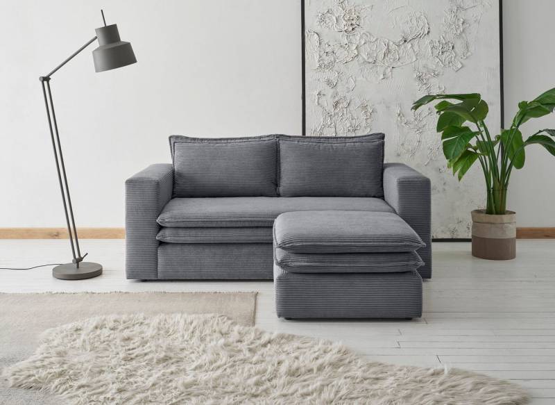 Places of Style Sitzgruppe PIAGGE, (2-tlg), 2-Sitzer-Sofa und Hocker klein im Set von Places of Style