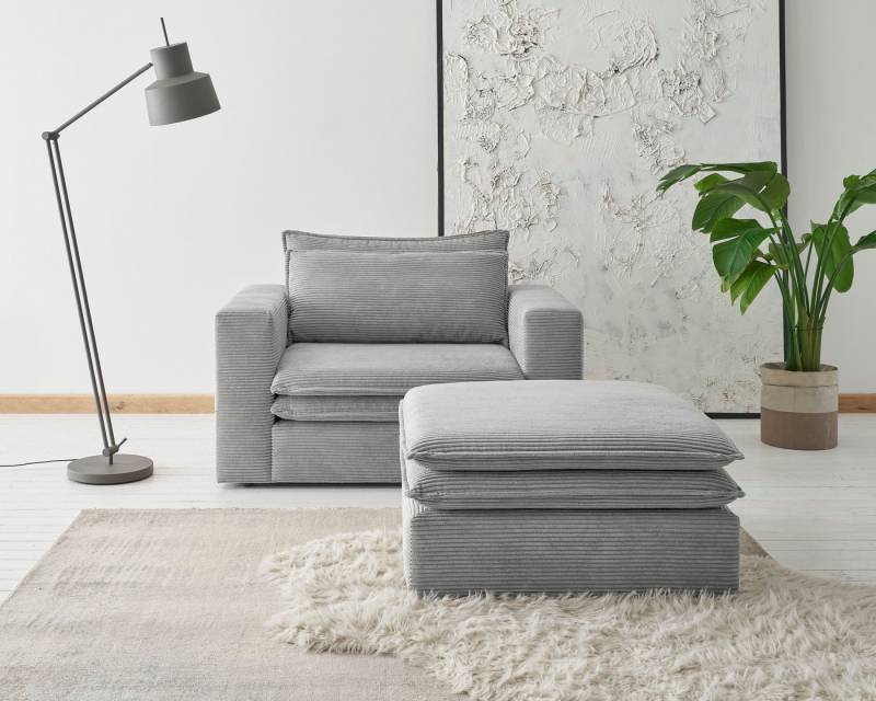 Places of Style Sitzgruppe PIAGGE, (2-tlg), Hochwertiger Cord, Loveseat und Loveseat-Hocker im Set von Places of Style