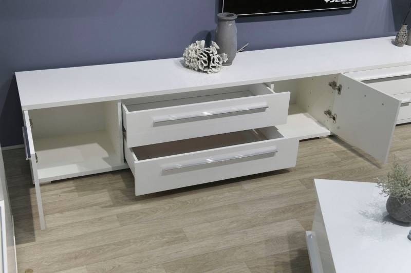 Places of Style Lowboard Piano TV-Kommode in Breite 165 oder 180 cm mit Soft-Close-Funktion, Hochglanz UV-lackiert, Br 180 cm mit versch. Tür- und Schubkastenmaße von Places of Style