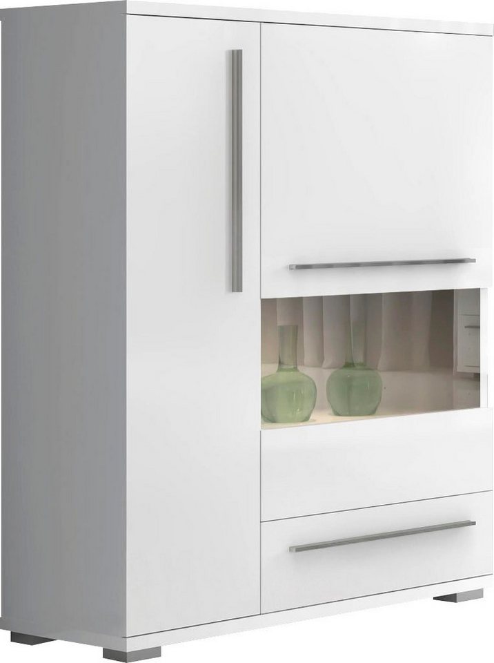 Places of Style Highboard Piano Vitrine, UV lackiert, Soft-Close Funktion von Places of Style