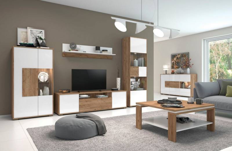 Places of Style Wandregal Stela, weiss UV-lackierte Front, Breite: 139 cm von Places of Style