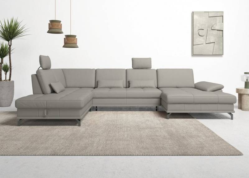 Places of Style Wohnlandschaft Costello U-Form, mit Sitztiefenverstellung, Armteilverstellung und, 3 Nierenkissen, optional Bettfunktion und Bettkasten von Places of Style