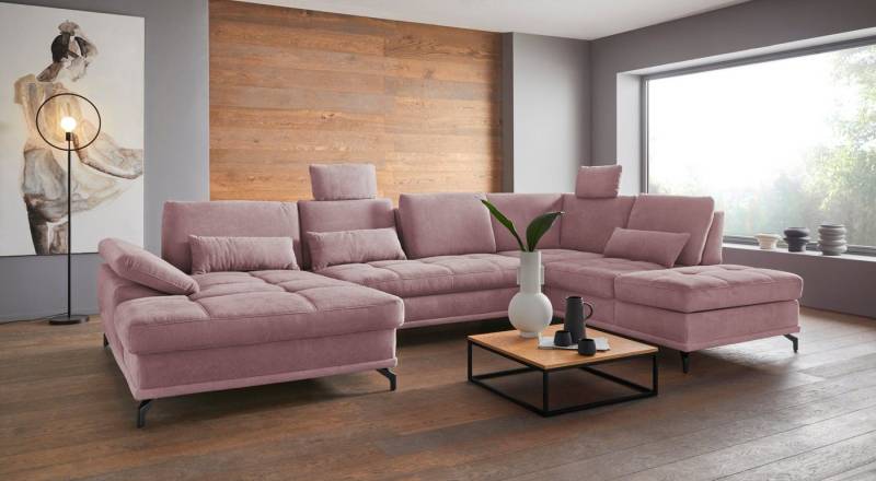 Places of Style Wohnlandschaft Costello U-Form, mit Sitztiefenverstellung, Armteilverstellung und, 3 Nierenkissen, optional Bettfunktion und Bettkasten von Places of Style