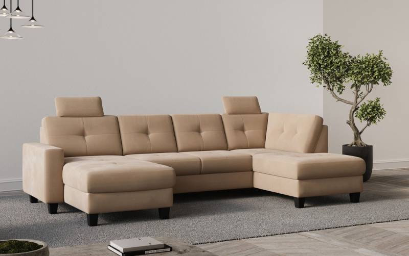 Places of Style Wohnlandschaft Varese, Kreuznaht in beige von Places of Style