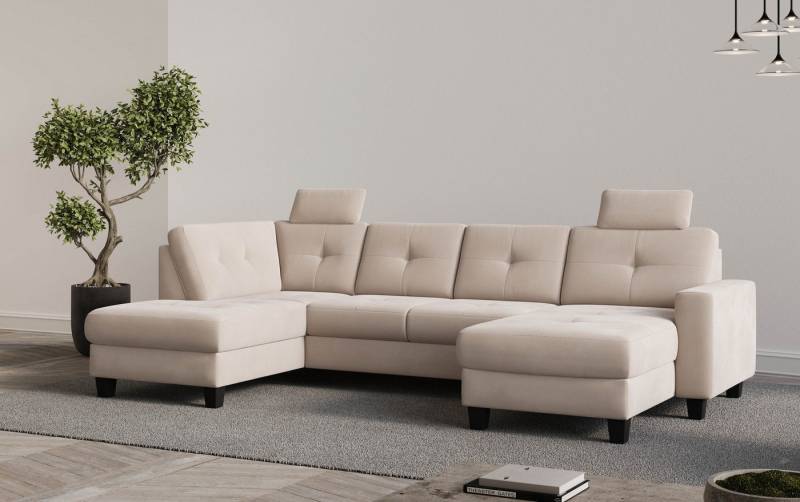 Places of Style Wohnlandschaft Varese, Kreuznaht in beige von Places of Style