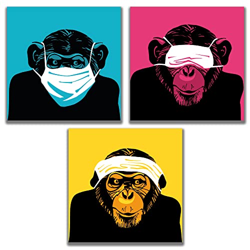 Placidu Poster mit Affenmotiv in verschiedenen Größen in 3 Farben - rahmenlose Deko Wohnzimmer Schlafzimmer - Poster Set - Wandbilder - Poster & Kunstdrucke von Placidu