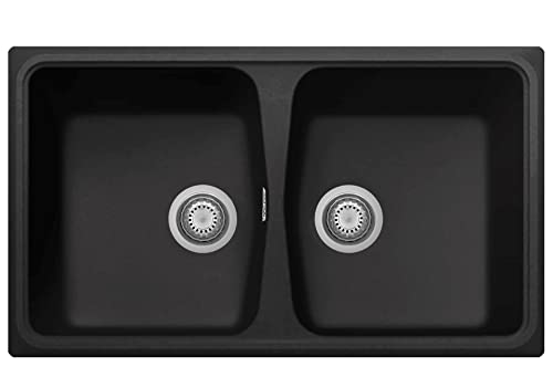 Plados SP0862 zwei Becken Einbauküche Quarz Waschbecken - Matt Schwarz von PLADOS