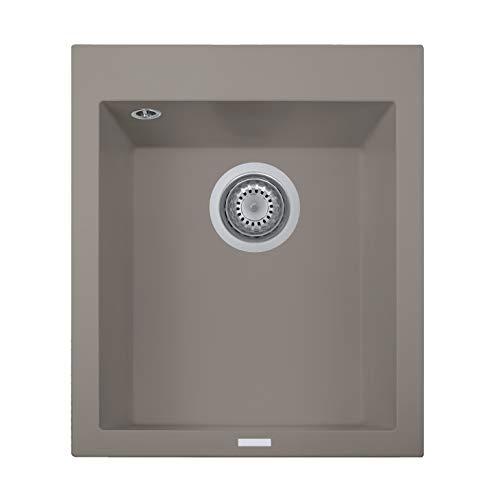 PLADOS ON4110 Einbauspüle aus Quarz für die Küche, Einzelbecken 41 cm - Trüffel von PLADOS