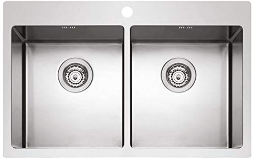 Plados SR7520 Küchenspüle aus satiniertem Edelstahl mit zwei Becken für die Installation von Filotop von PLADOS