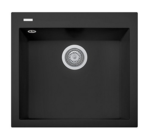 Quarz-Spülbecken für die Küche, Einbauspüle PLADOS ON5610, 56 cm, schwarz matt von Plados