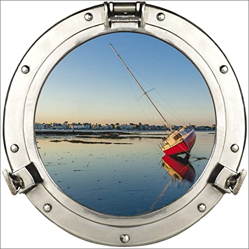 PLAGE Self Sticker Window Trompe L'Oeil Adhesive (Polystick) -Porthole La Baule (60x75 cm), Vinyl, Colorful, 75 x 0.1 x 60 cm von PLAGE