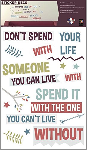 PLAGE Deko Wandaufkleber Satz Don't Your Life can, Spend it with Someone You ca't live Without 48X68CM, Vinyl, Colorful, 68 x 0.1 x 47,7 cm von PLAGE