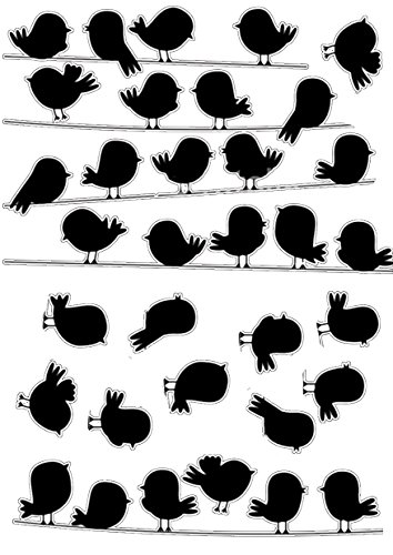Plage Wandaufkleber-Kinder-Kleine Vögel auf dem Draht-Dekoration für Sockel, 2 Blätter 29,7 x 21 cm, Vinyl, schwarz, 29.7 x 0.1 x 21 cm von Plage