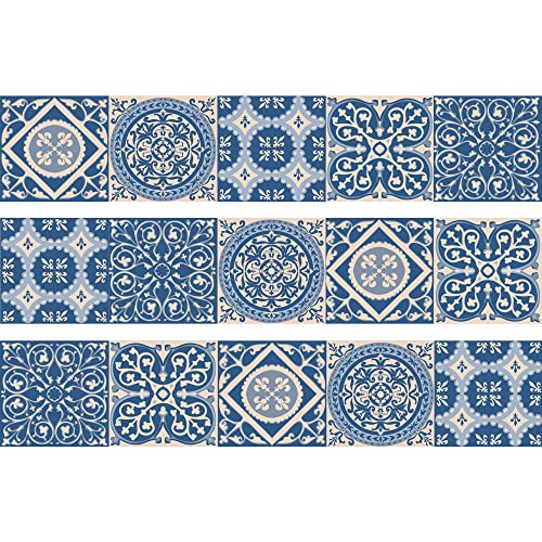 Plage Stairs Treppen Aufkleber-Azulejos BLAU-Zementfliesen 3 x [100 x 19 cm], Vinyl, Blue, 100 x 0,1 x 19 cm, 3-Einheiten von PLAGE