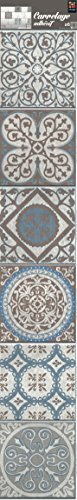 PLAGE Smooth - Tiles Fliesen Sticker Zementfliesen BAIXA [6 Bogen 15 x 15 cm x 5.90’’ ], Vinyl, Blue and Brown, 15 x 0,1 x 15 cm von PLAGE
