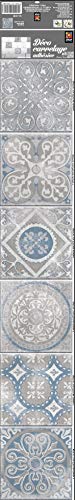 PLAGE Smooth - Tiles Fliesen Sticker Antico ELVAS [6 Bogen 15 x 15 cm x 5.90’’ ], Vinyl, Blue and Brown, 15 x 0,1 x 15 cm von Plage