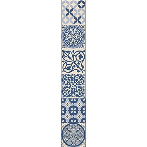PLAGE Smooth - Tiles Fliesen Sticker Zementfliesen blau [6 Bogen 15 x 15 cm x 5.90’’ ], Vinyl, Blue and beige, 15 x 0,1 x 15 cm von PLAGE