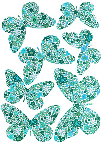 Plage 3D Charming Butterfly Stickers Blue Liberty [7 Butterflies Between 8 x 6,5 cm and 14 x 11 cm], Plastik, 14 x 0.1 x 11 cm, 7-Einheiten von Plage