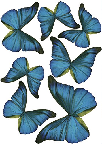 Plage 3D Charming Butterfly Stickers Turquoise [7 Butterflies Between 8 x 6,5 cm and 14 x 11 cm], Plastik, 14 x 0.1 x 11 cm, 7-Einheiten von PLAGE