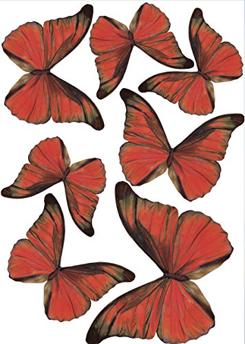 Plage 3D Charming Butterfly Stickers Garance [7 Butterflies Between 8 x 6,5 cm and 14 x 11 cm], Plastik, red, 14 x 0.1 x 11 cm, 7-Einheiten von Plage