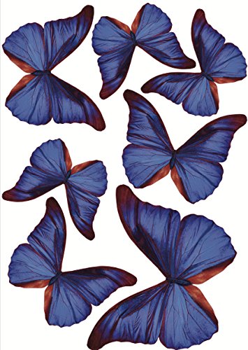 Plage 3D Charming Butterfly Stickers Deep Blue [7 Butterflies Between 8 x 6,5 cm and 14 x 11 cm], Plastik, 14 x 0.1 x 11 cm, 7-Einheiten von Plage