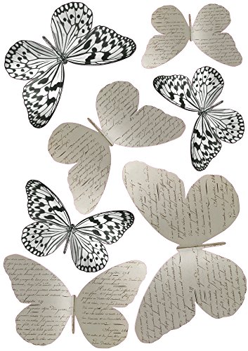 PLAGE Charming Butterfly Stickers 3D Decoration-Dream [7 Butterflies Between 8 x 6,5 cm and 14 x 11 cm], Plastik, Beige, 14 x 0.1 x 11 cm, 7-Einheiten von PLAGE