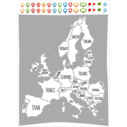 Plage Deko Wandaufkleber-Karte von Europa, Vinyl, Colorful, 68 x 0.1 x 47,7 cm von Plage