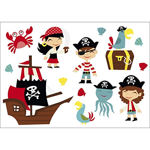 PLAGE 152845 Deko Wandaufkleber Piraten, Vinyl, Mehrfarbig, 68 x 0.1 x 47,7 cm von PLAGE