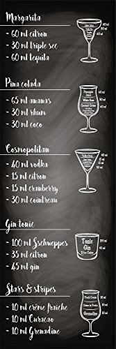 PLAGE KÜCHE Sticker Cocktail Recipes, Vinyl, Black, 180 x 0,1 x 59,5 cm von PLAGE