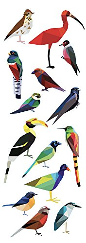 Plage Pájaros Gráficos Deko Wandaufkleber-mehrfarbige Vögel-Aelis, Vinyl, Colorful, 68 x 0.1 x 24 cm von Plage