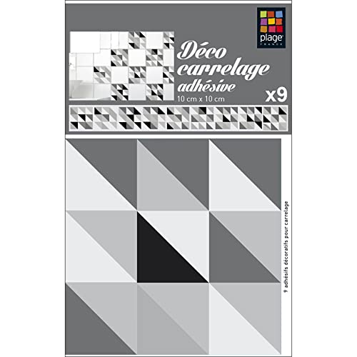PLAGE 9 Fliesen Sticker Scandinave Grau, Vinyl, Grey, 10 x 0.1 x 10 cm von PLAGE