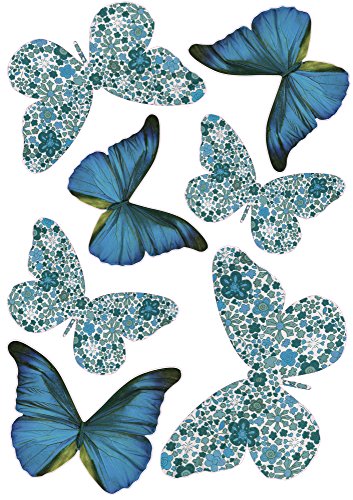 Plage Charming Butterfly Stickers 3D Decoration-Blue Holidays [7 Butterflies Between 8 x 6,5 cm and 14 x 11 cm], Plastik, 14 x 0.1 x 11 cm, 7-Einheiten von PLAGE